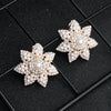 Vintage Flower Ear Clip Pearl Earrings For Women Sweet All Match Plant Inspired Inlaid Pearl Jewelry