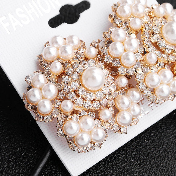 Vintage Flower Ear Clip Pearl Earrings For Women Sweet All Match Plant Inspired Inlaid Pearl Jewelry