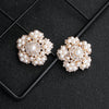 Vintage Flower Ear Clip Pearl Earrings For Women Sweet All Match Plant Inspired Inlaid Pearl Jewelry