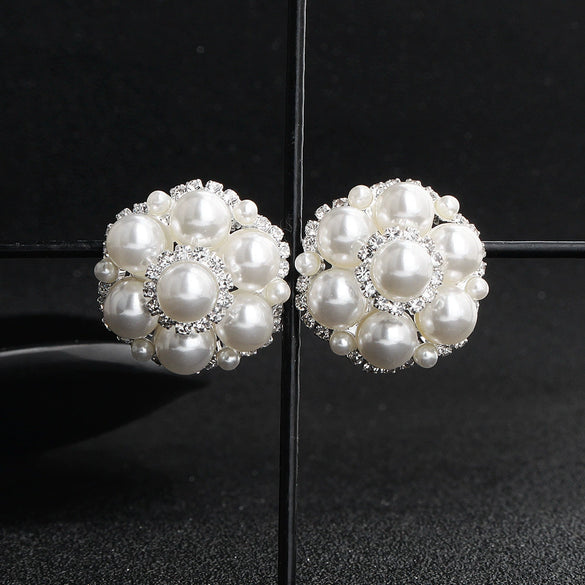 Vintage Flower Ear Clip Pearl Earrings For Women Sweet All Match Plant Inspired Inlaid Pearl Jewelry