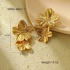 Vintage French Palace Style Stainless Steel Petal Tassel Metal Earrings For Women With Electroplating