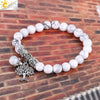 Vintage Frosted Synthetic White Turquoise Bead Bracelet With Tree Of Life Charm Electroplated Alloy Women's Jewelry