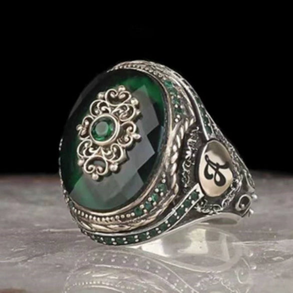Vintage Geometric Black Agate Ring Two Tone Electroplated Copper Jewelry For Men And Women Wholesale