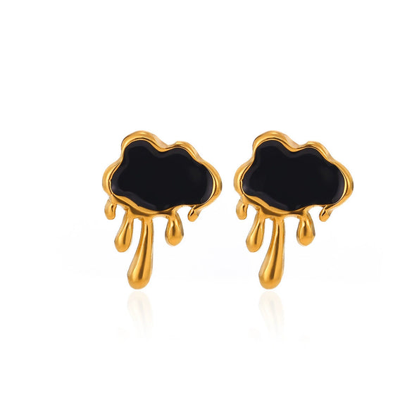 Vintage Geometric Bow And Drop Earrings For Women Stainless Steel Enamel Natural Stone Jewelry