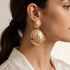 Vintage Geometric Circular Drop Earrings With Hammered Textured Iron Alloy And Stainless Steel Posts For Women Wholesale