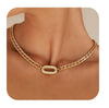 Vintage Geometric Copper Cuban Chain Necklace For Women Light Luxury Electroplated Fashion Necklace