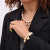 Vintage Geometric Digital Tag Shell Bead Titanium Steel 18K Gold Plated Jewelry Suit For Women