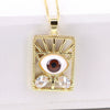 Vintage Geometric Evil Eye Pendant Necklace With Mixed Gem Inlay Copper Water Wave Chain Electroplated Unisex Fashion Jewelry