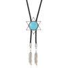 Vintage Geometric Handmade Turquoise Alloy Pendant Unisex Necklace With Regular Chain