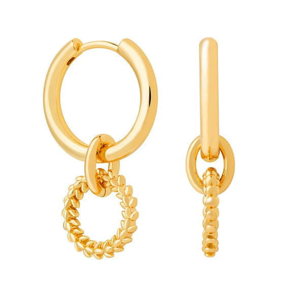 Vintage Geometric Interlocking Round Hoop Earrings For Women With Silver Needle And Electroplated Copper Twisted Retro Statement Design