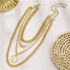 Vintage Geometric Layered Chunky Chain Necklace With Alloy Pendant And Electroplated Finish For Unisex Jewelry