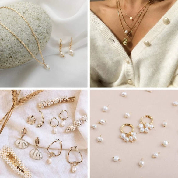 Vintage Geometric Natural Freshwater Pearl Pendant Diy Accessories For Ladies