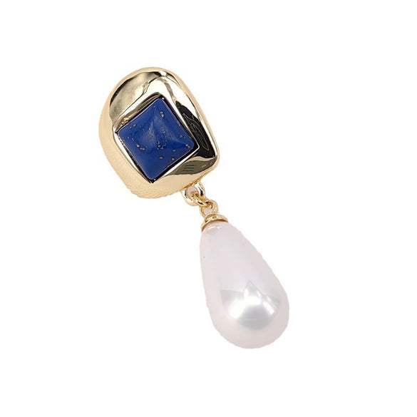 Vintage Geometric Natural Stone Earrings With Silver Ear Posts Electroplated Alloy Jewelry For Women Wholesale