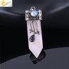 Vintage Geometric Natural Stone Sword Pendant Necklace With Electroplated Alloy Ball Chain Semi Precious Crystal Agate Tiger Eye Jewelry
