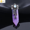Vintage Geometric Natural Stone Sword Pendant Necklace With Electroplated Alloy Ball Chain Semi Precious Crystal Agate Tiger Eye Jewelry