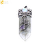 Vintage Geometric Natural Stone Sword Pendant Necklace With Electroplated Alloy Ball Chain Semi Precious Crystal Agate Tiger Eye Jewelry