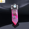 Vintage Geometric Natural Stone Sword Pendant Necklace With Electroplated Alloy Ball Chain Semi Precious Crystal Agate Tiger Eye Jewelry