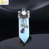 Vintage Geometric Natural Stone Sword Pendant Necklace With Electroplated Alloy Ball Chain Semi Precious Crystal Agate Tiger Eye Jewelry