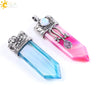 Vintage Geometric Natural Stone Sword Pendant Necklace With Electroplated Alloy Ball Chain Semi Precious Crystal Agate Tiger Eye Jewelry