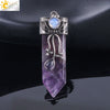 Vintage Geometric Natural Stone Sword Pendant Necklace With Electroplated Alloy Ball Chain Semi Precious Crystal Agate Tiger Eye Jewelry