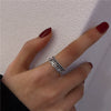 Vintage Geometric Open Ring For Women And Unisex Silver Plated Or Gold Plated Diamond Encrusted Retro Crafted Adjustable Finger Ring