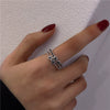 Vintage Geometric Open Ring For Women And Unisex Silver Plated Or Gold Plated Diamond Encrusted Retro Crafted Adjustable Finger Ring