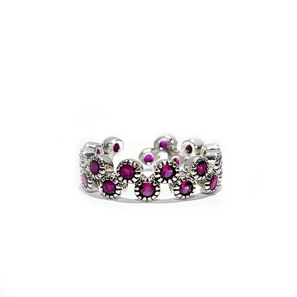 Vintage Geometric Open Ring For Women And Unisex Silver Plated Or Gold Plated Diamond Encrusted Retro Crafted Adjustable Finger Ring