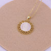 Vintage Geometric Shell Pendant Necklace With Micro Inlaid Zircon And Mixed Gem Inlay Water Wave Chain Religious Jewelry