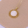 Vintage Geometric Shell Pendant Necklace With Micro Inlaid Zircon And Mixed Gem Inlay Water Wave Chain Religious Jewelry