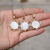 Vintage Geometric Shell Pendant Necklace With Micro Inlaid Zircon And Mixed Gem Inlay Water Wave Chain Religious Jewelry