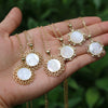 Vintage Geometric Shell Pendant Necklace With Micro Inlaid Zircon And Mixed Gem Inlay Water Wave Chain Religious Jewelry