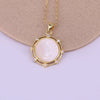 Vintage Geometric Shell Pendant Necklace With Micro Inlaid Zircon And Mixed Gem Inlay Water Wave Chain Religious Jewelry
