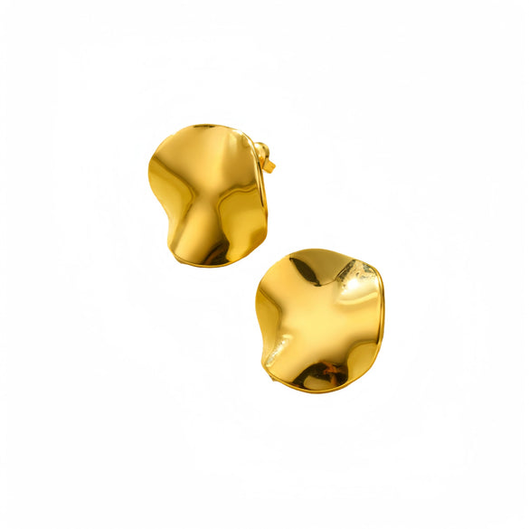 Vintage Geometric Stainless Steel And Titanium Steel Electroplated Irregular Pleated Earrings For Women