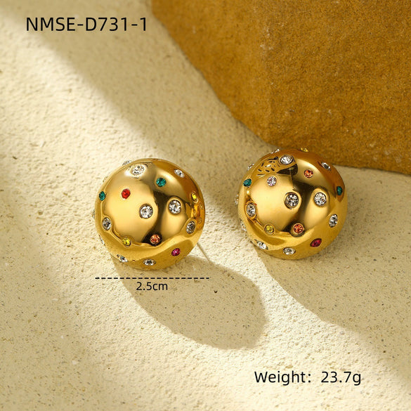 Vintage Geometric Stainless Steel Earrings With Electroplating Design