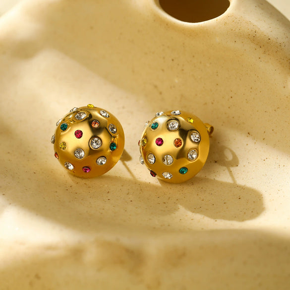 Vintage Geometric Stainless Steel Earrings With Electroplating Design