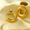Vintage Geometric Stainless Steel 18K Gold Electroplated Earrings And Ring