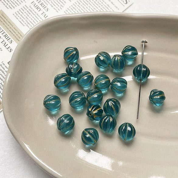 Vintage Glazed Glass Pumpkin Beaded Accessories Handmade Bracelet And Necklace With Circle Pattern And Environmentally Friendly Design
