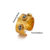 Vintage Gold Plated Enamel Devil's Eye Zircon Open Ring Adjustable Exaggerated Retro Unisex Statement Finger Jewelry