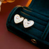 Vintage Gold Plated Silver Needle Earrings With Heart Flower Leaves Geometric Pattern And Dripping Oil Design For Women