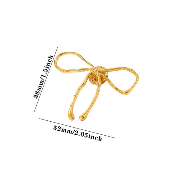 Vintage Gold Plated Stainless Steel Brooch With Bow Sun Daisy Dragonfly And Palm Leaf Motifs Dualpurpose Women's Pin Accessory