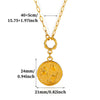 Vintage Gold Plated Stainless Steel Ocean Relief Pendant Necklace With Shell And Coin Details Textured Paperclip Chain Adjustable Unisex Jewelry