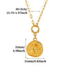Vintage Gold Plated Stainless Steel Ocean Relief Pendant Necklace With Shell And Coin Details Textured Paperclip Chain Adjustable Unisex Jewelry
