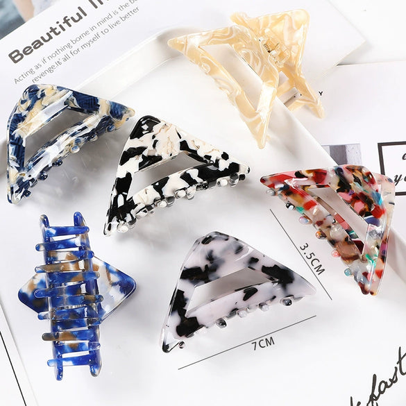 Vintage Handmade Acrylic Acetate Triangle Ponytail Hair Clip For Women Stylish Hair Accessory