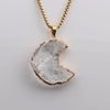 Vintage Handmade Heart And Moon Stone Pendant Necklace With Alloy Charm And Stainless Steel Chain For Women And Men