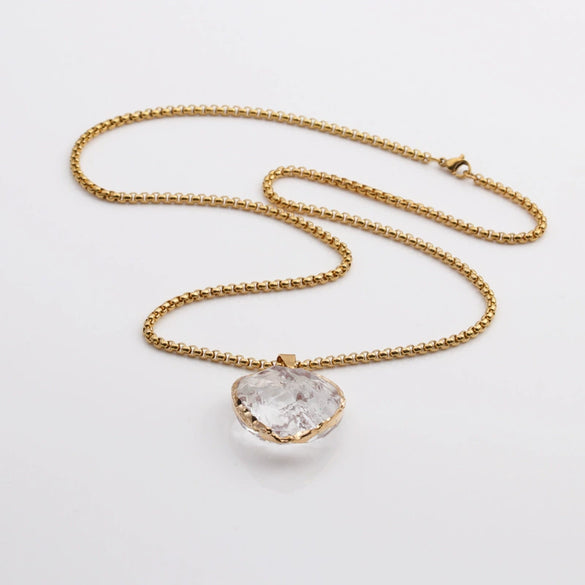 Vintage Handmade Heart And Moon Stone Pendant Necklace With Alloy Charm And Stainless Steel Chain For Women And Men