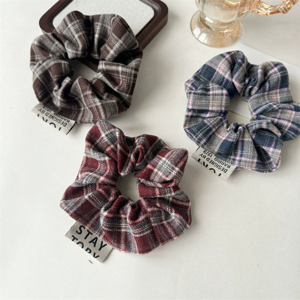 Vintage Handmade Mixed Material Plaid Hair Accessories Hair Ring Hair Rope