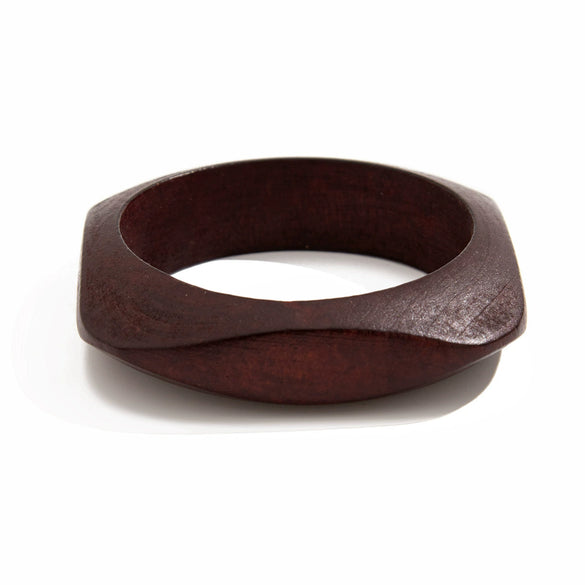 Vintage Handmade Wooden Bracelet With Geometric Style