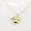 Vintage Heart Shaped Butterfly Photo Box Necklace Copper Clavicle Chain With Opening Pendant And Micro Pave Zircon Inlay