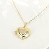 Vintage Heart Shaped Butterfly Photo Box Necklace Copper Clavicle Chain With Opening Pendant And Micro Pave Zircon Inlay