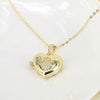 Vintage Heart Shaped Butterfly Photo Box Necklace Copper Clavicle Chain With Opening Pendant And Micro Pave Zircon Inlay